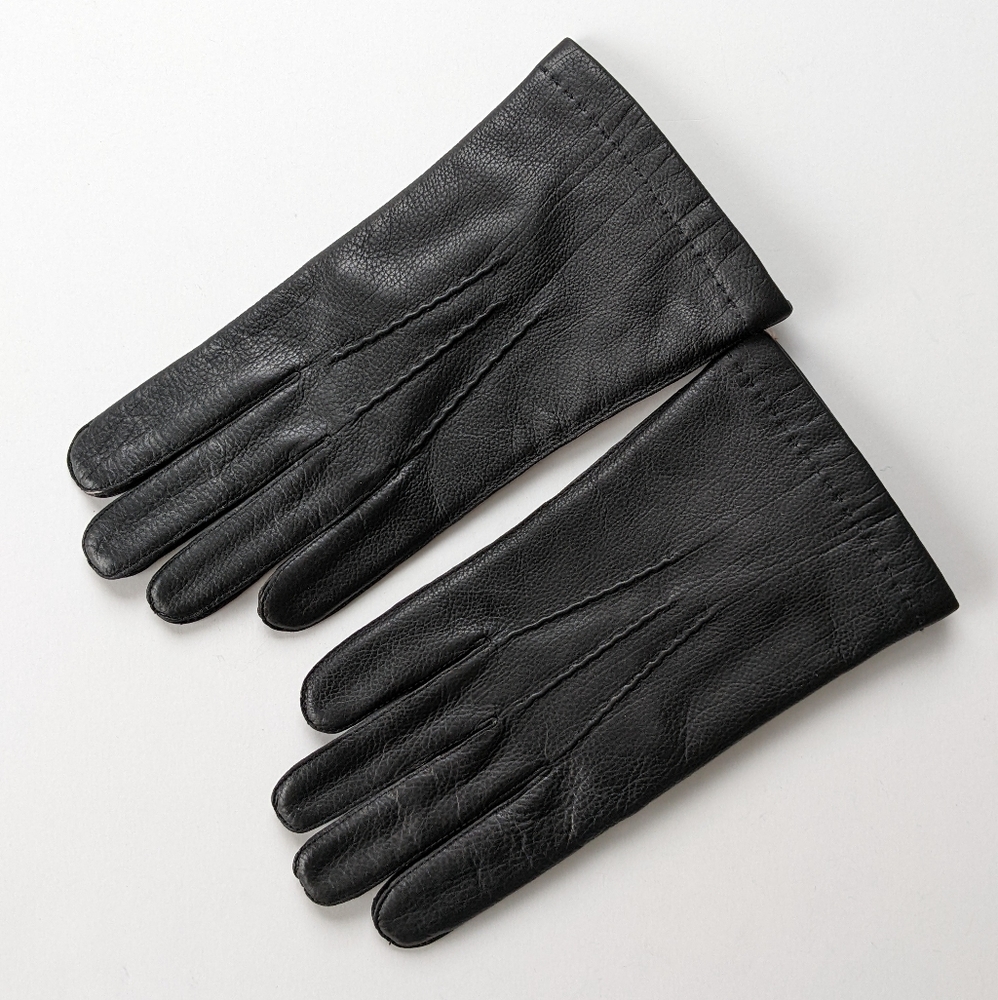 🇵🇱 NWT Vintage Black Leather Driving Gloves Women's